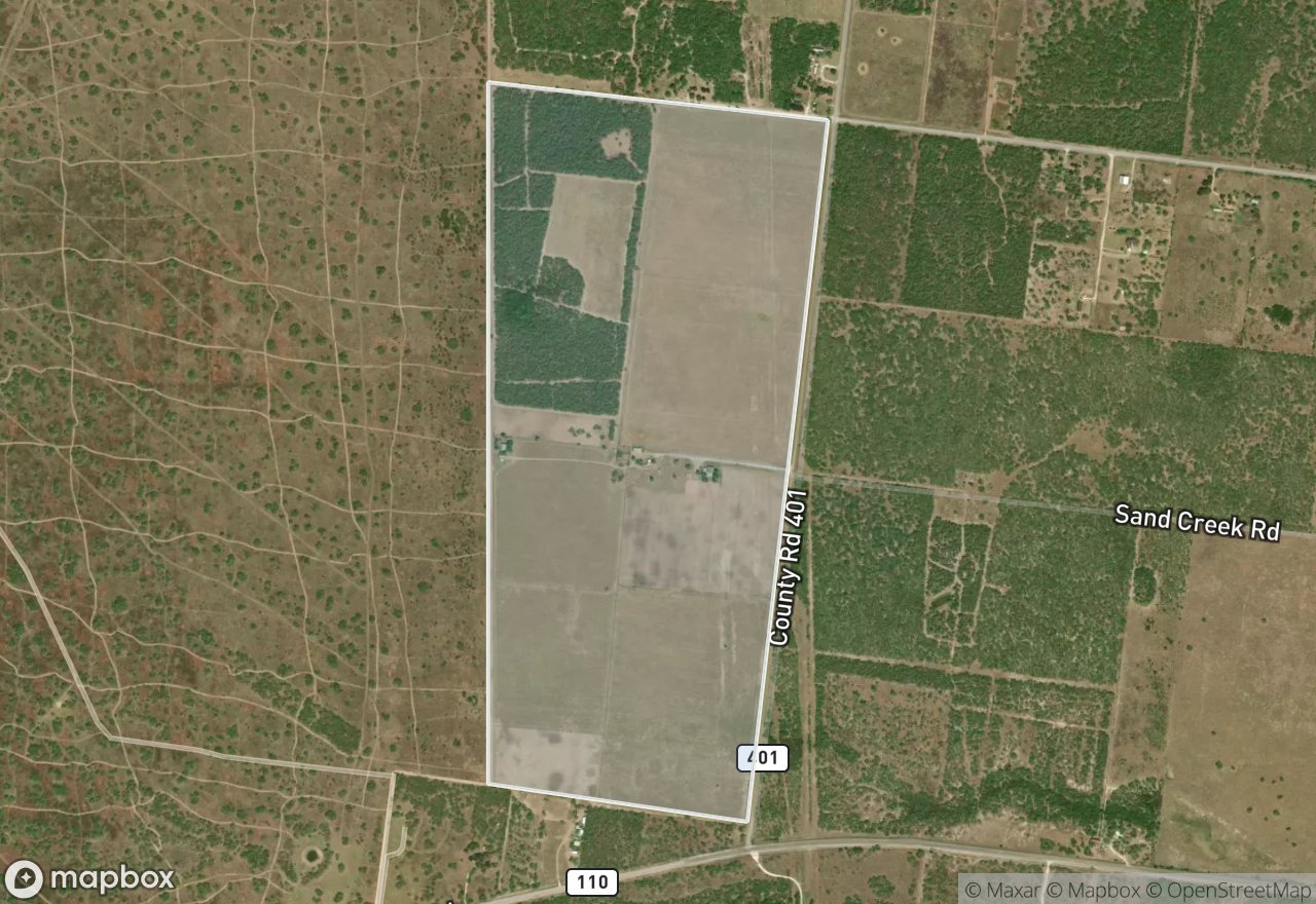 Satellite map of Catclaw Creek