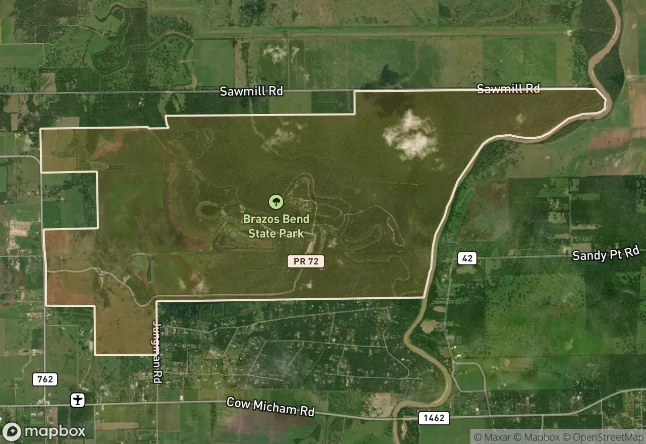 Satellite map of Brazos Bend SP