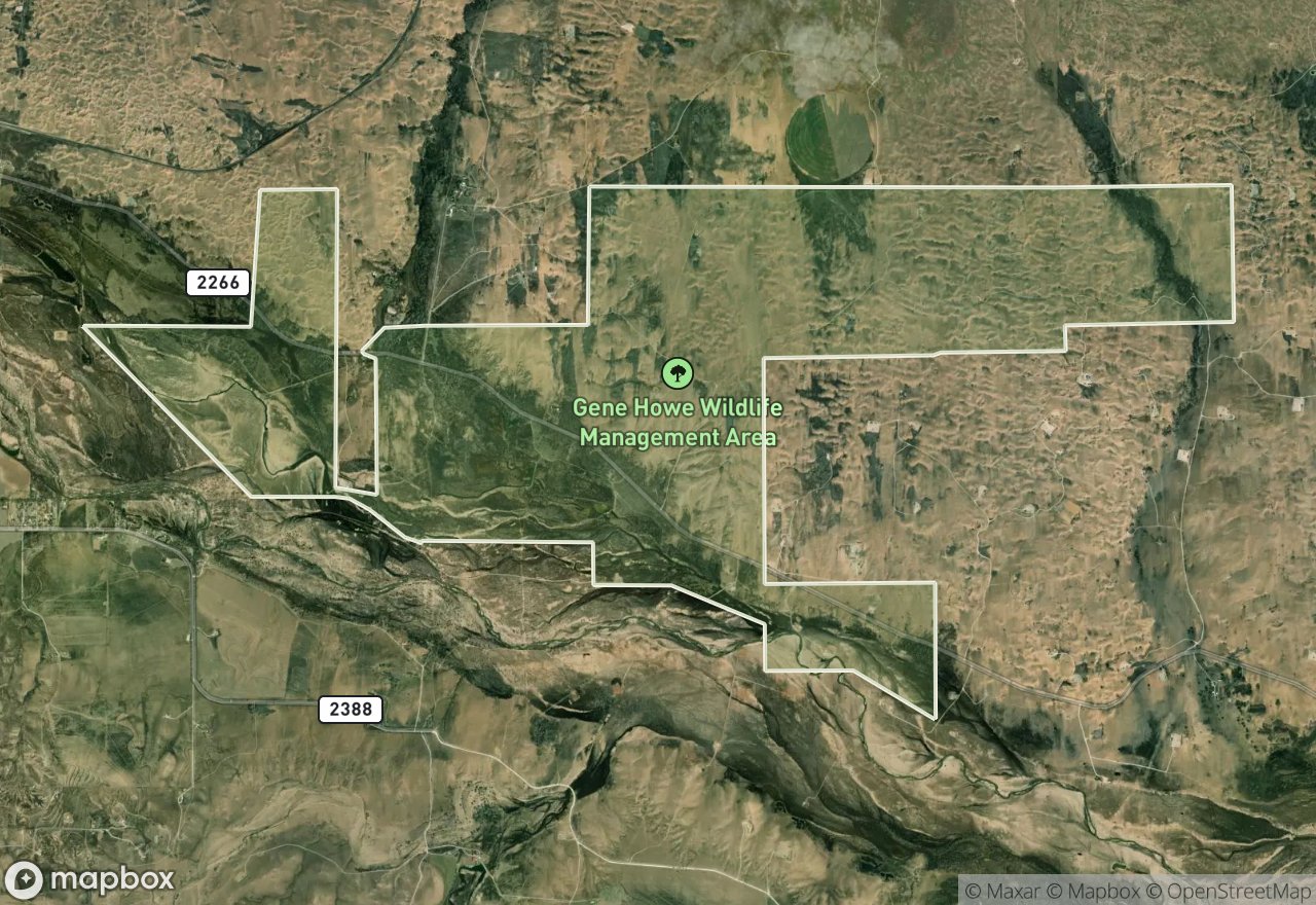Satellite map of Gene Howe WMA