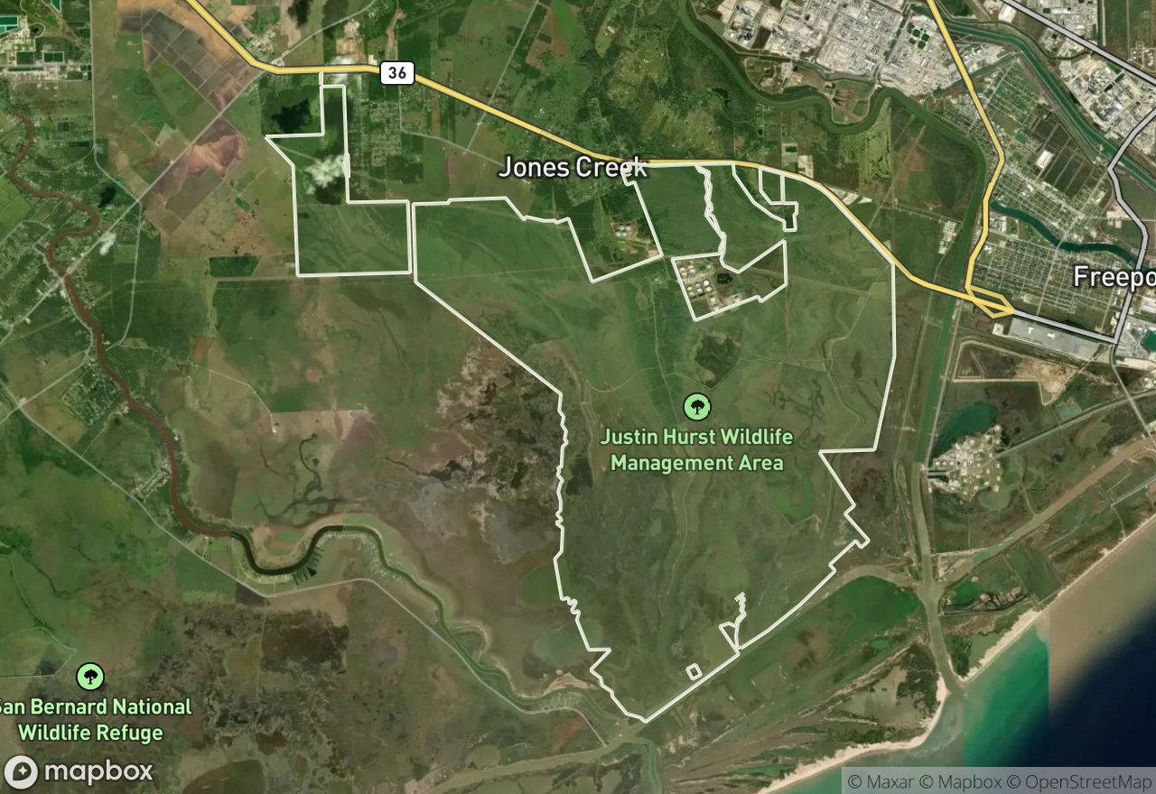 Satellite map of Justin Hurst WMA