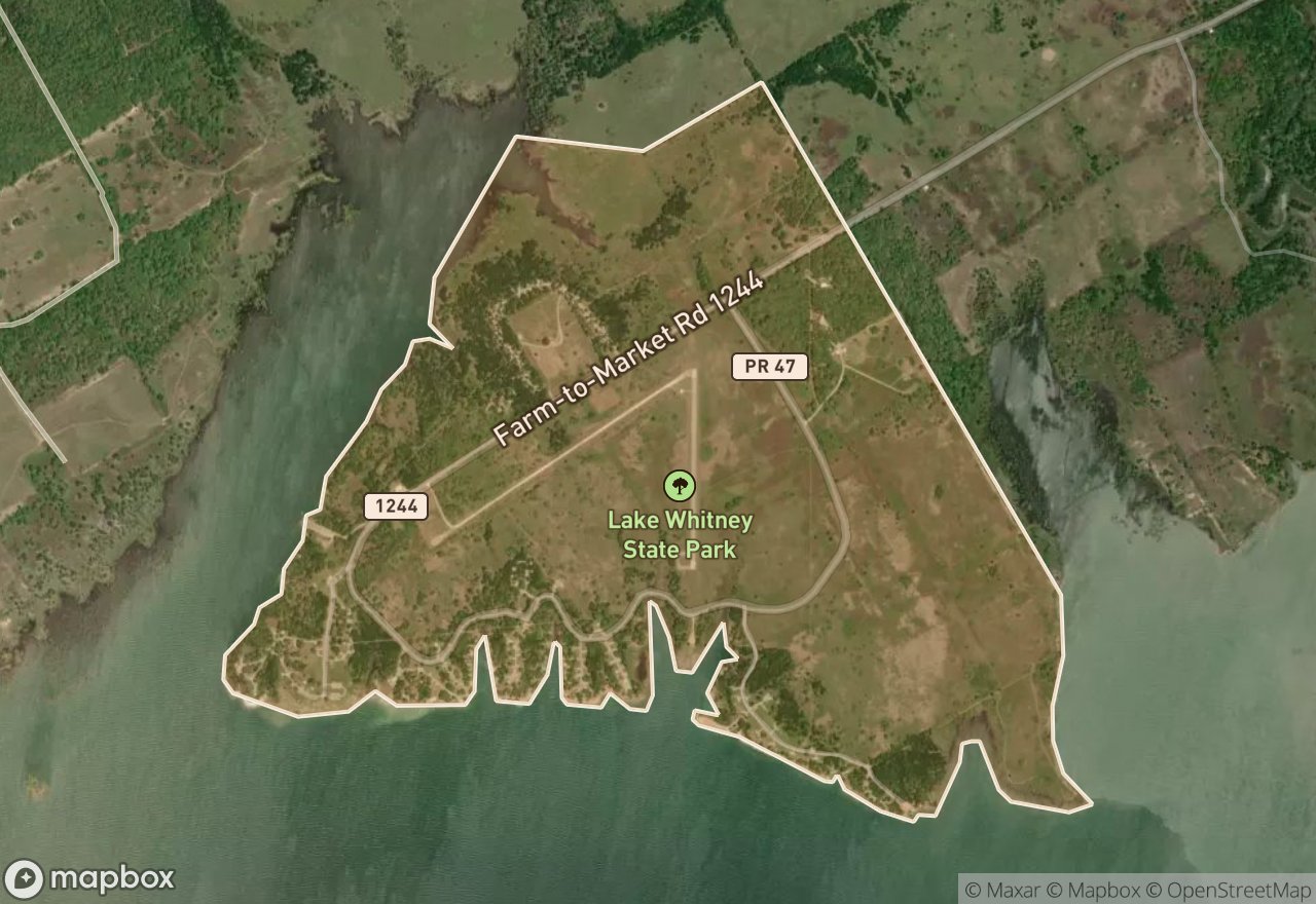 Satellite map of Lake Whitney SP