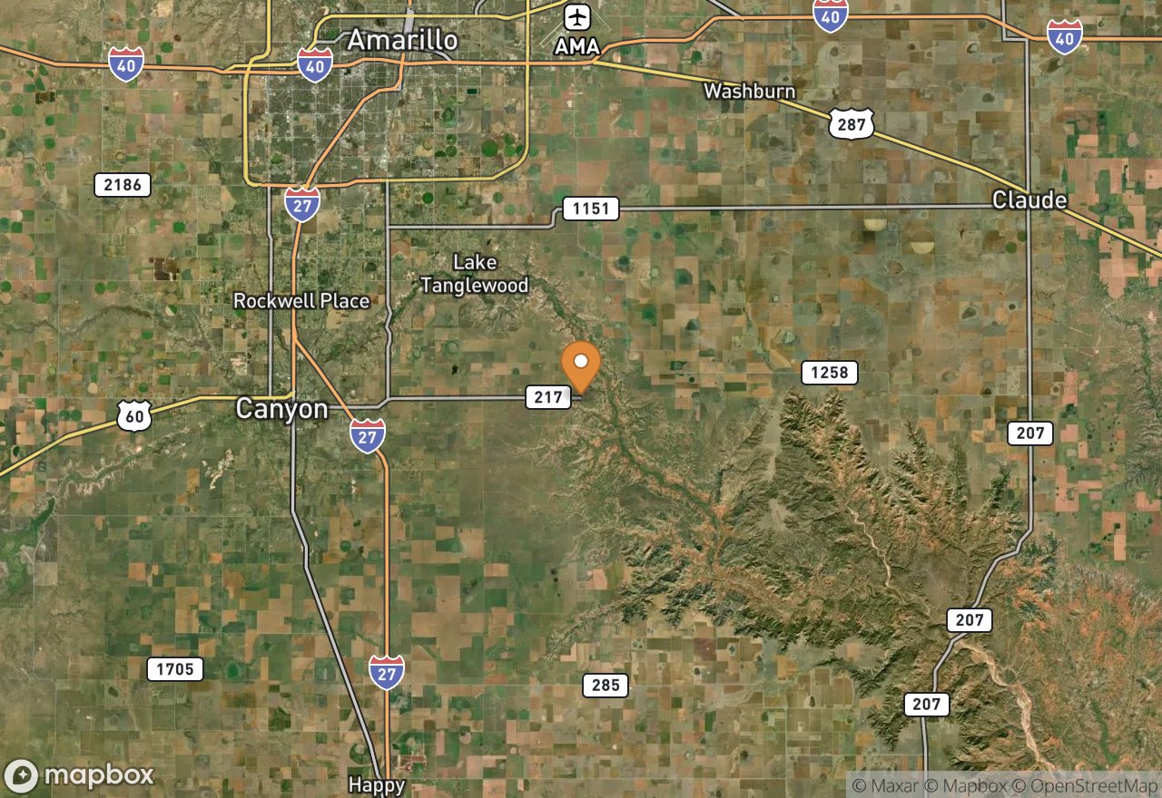 Satellite map of Palo Duro Canyon SP