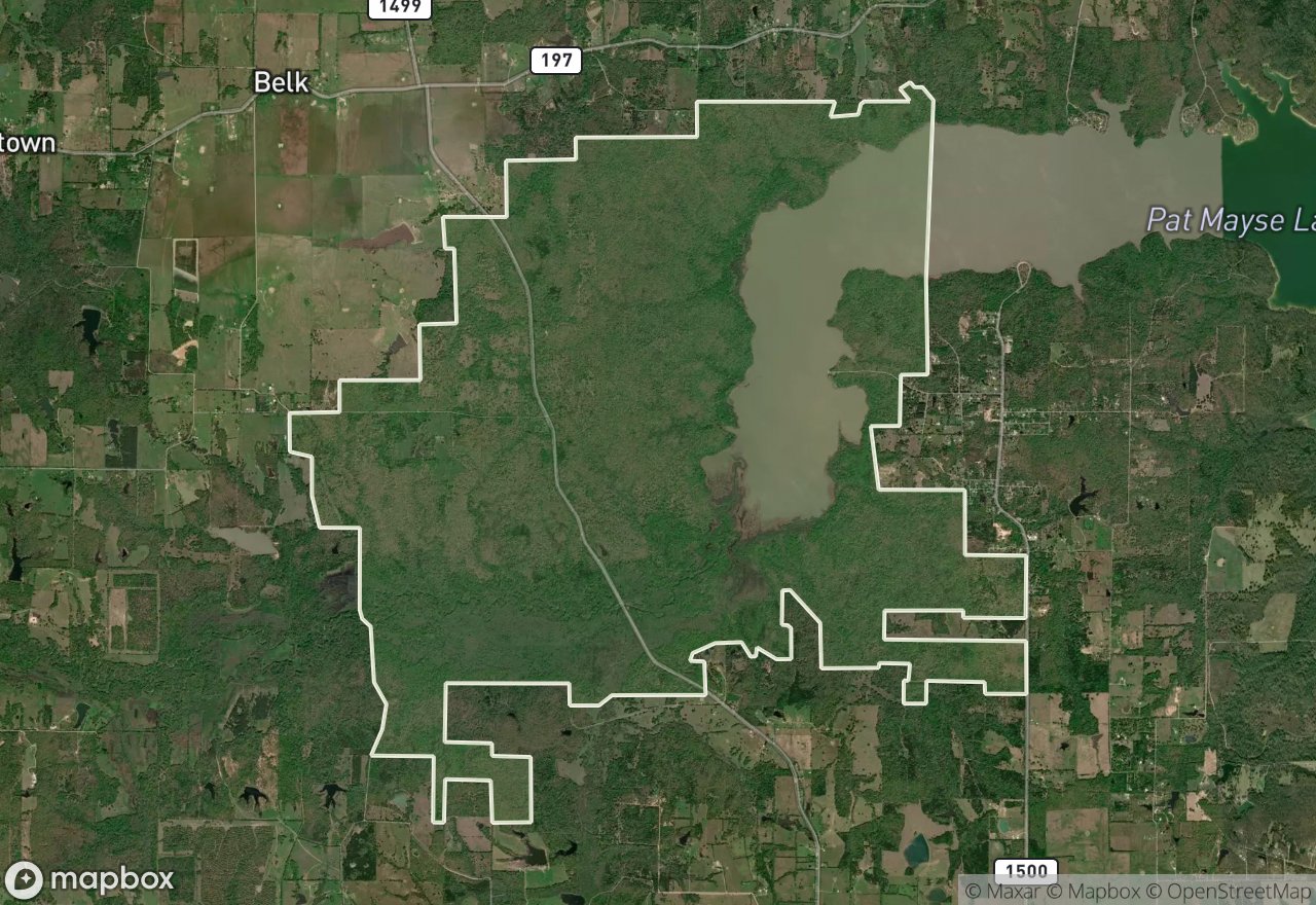 Satellite map of Pat Mayse WMA