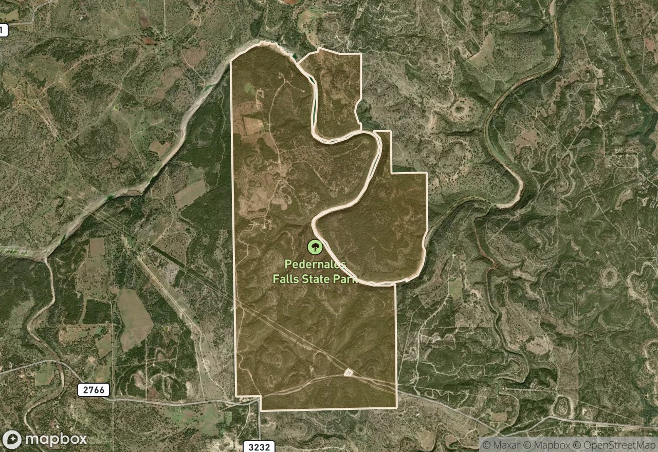 Satellite map of Pedernales Falls SP