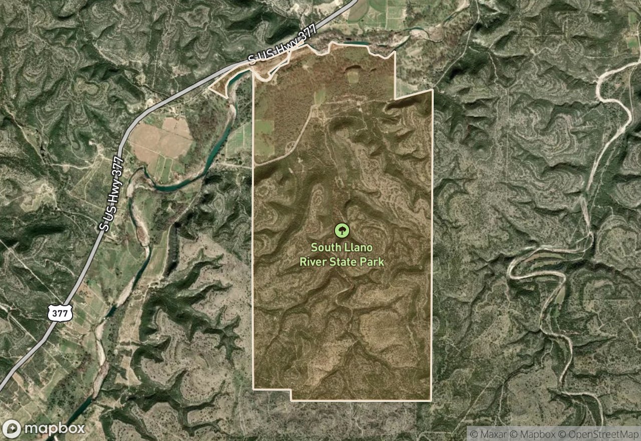 Satellite map of South Llano River SP