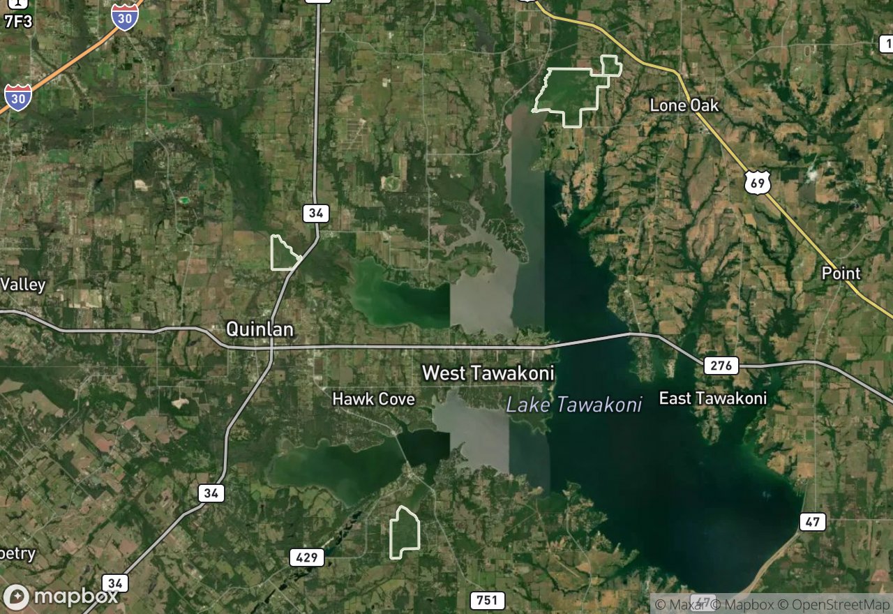 Satellite map of Tawakoni WMA